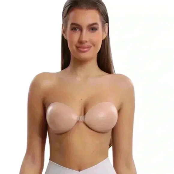 Niidor Adhesive Bra Strapless Sticky Invisible PushUp Silicone Fabric Backless B - Picture 4 of 13